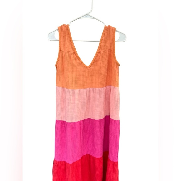 Marine Layer Corinne Double Cloth Maxi Dress - Size Small - Pink Orange - Picture 4 of 10